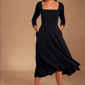 Lulus S black dress with pockets NWTS